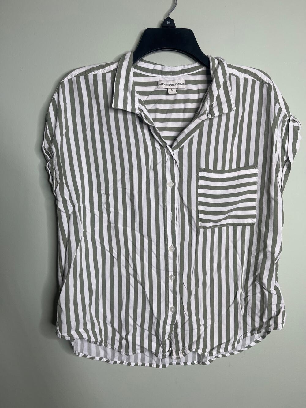 Alexander Jordan Short Sleeve Striped Button Up Large
